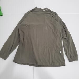 ASRV Shirt Mens Small Green Long Sleeve Mock Neck Cotton Stretch Tee Top